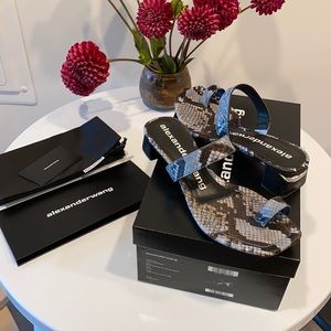 Alexander Wang blue Ellis Sandal 37.5 Snakeskin